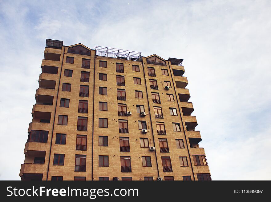 High-rise residential building, view from belowand this