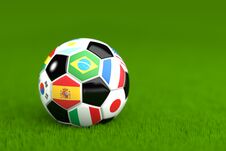 Soccer Ball With Flags 3D Render Stock Photos