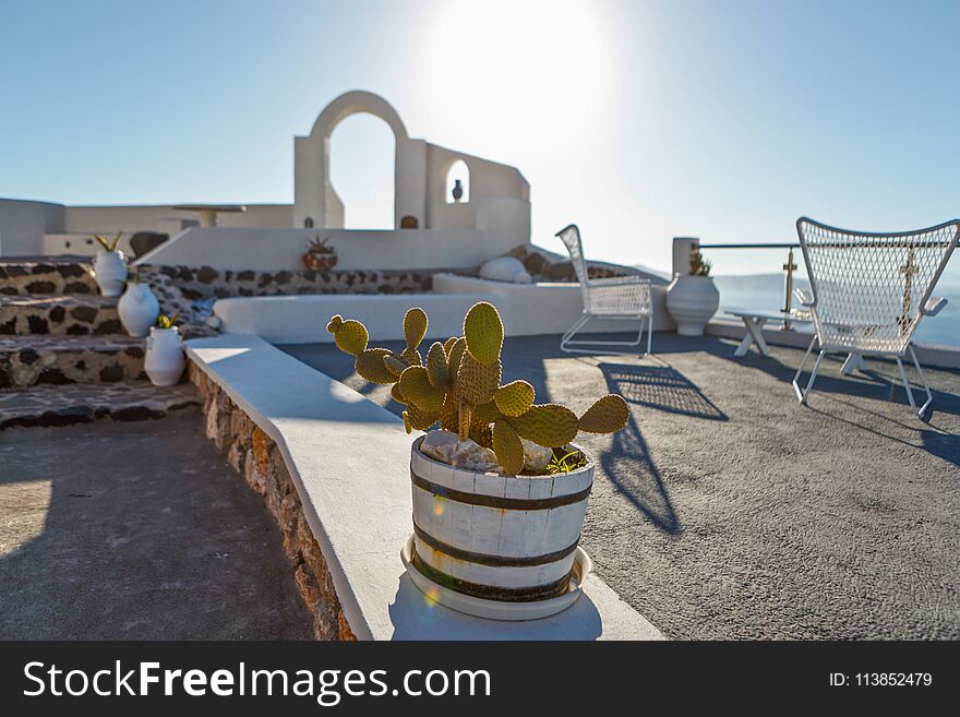 White Architecture On Santorini Island, Greece.