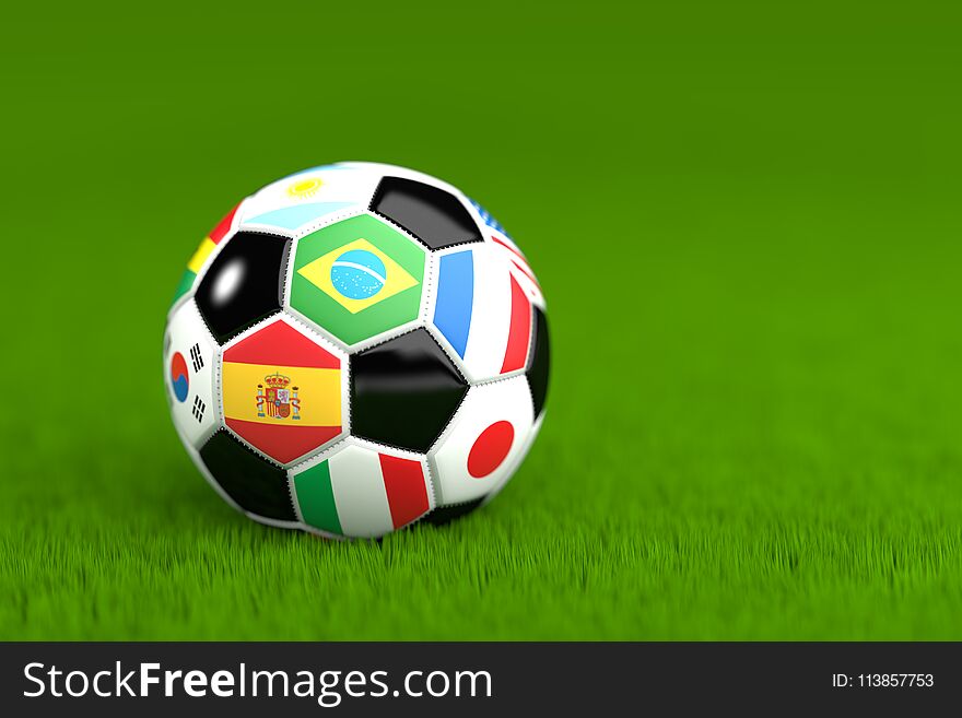 Soccer Ball With Flags 3D Render