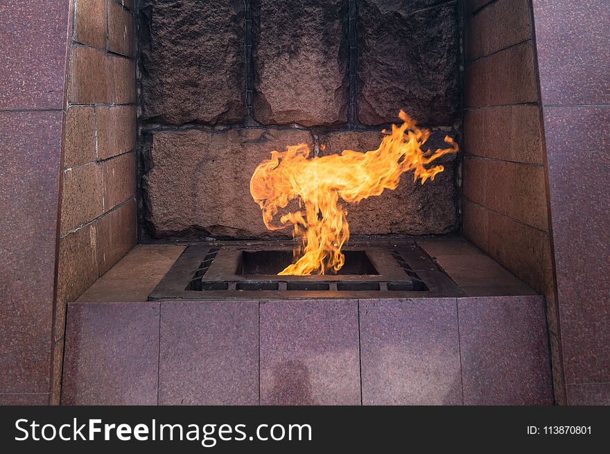 The Eternal Flame. War Memorial On The Confluence Of Volga And Tmaka. City Of Tver, Russia.