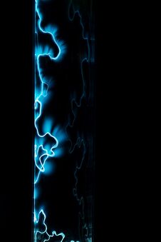 Lightning Flash Discharge Of Electricity On Transparent Background. Blue Electrical Visual Effect. Royalty Free Stock Image