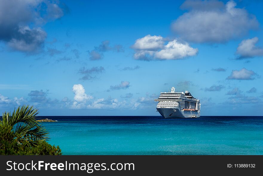 Cruise Ship In Crystal Blue Water