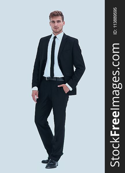 Portrait in full length of confident businessman.