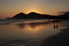 Golden Sunset Reflexion In The Ocean Stock Image