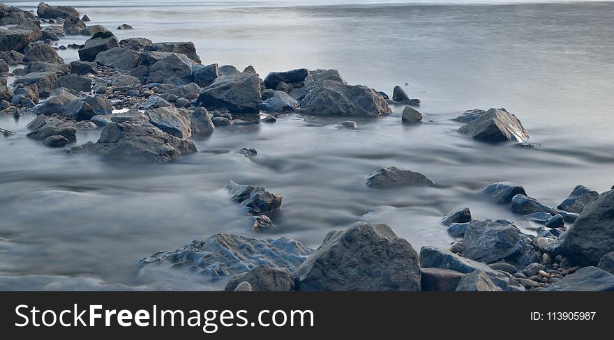 Long exposure river stones