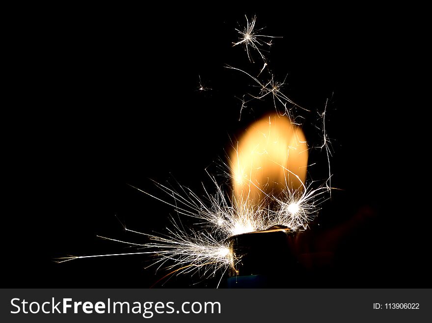 Close up sparks from lighter ignition