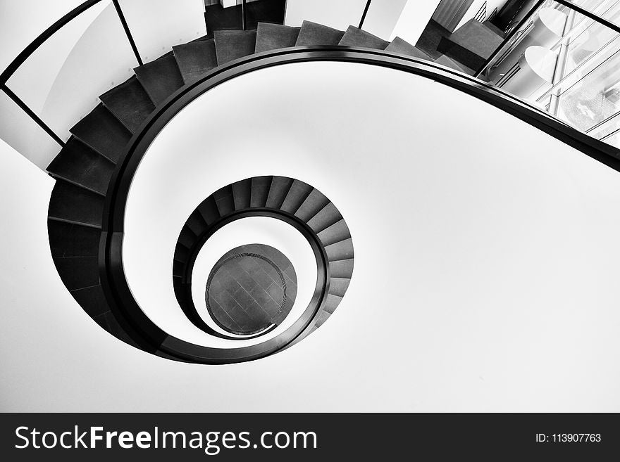 Aerial Photo of Black Spiral Staircase