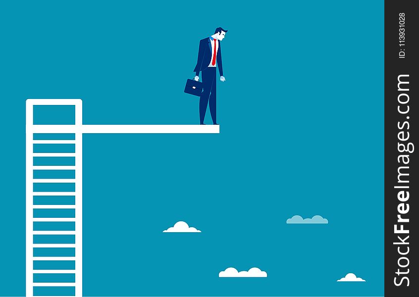 Business Man On Diving Board. Concept business vector illustration. Flat