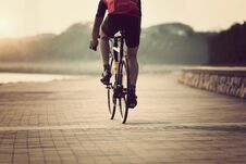 Cyclist Riding Bike On Seaside Stock Photography Cyclist Riding Bike On Seaside Stock Photography