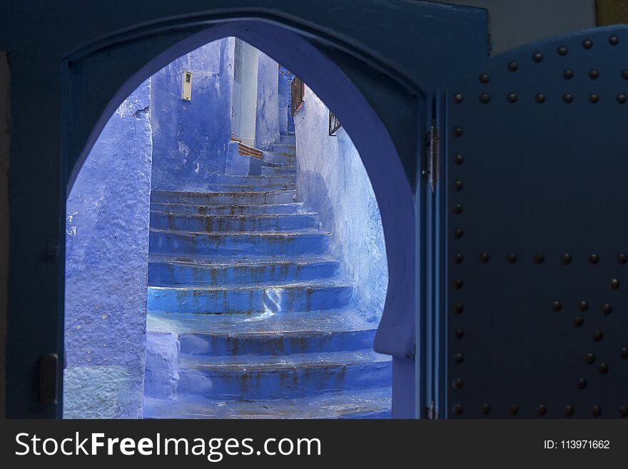 Streets of the blue city of Chefchaouen in Morocco