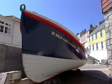 Old Lifeboat At Mevagissey Harbor Stock Photo Old Lifeboat At Mevagissey Harbor Stock Photo