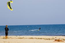 Kite Surfing, Kite Boarding Royalty Free Stock Images