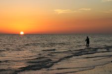 Sunset Fisherman Royalty Free Stock Photo Sunset Fisherman Royalty Free Stock Photo