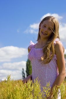 Girl On Meadow Royalty Free Stock Photography Girl On Meadow Royalty Free Stock Photography
