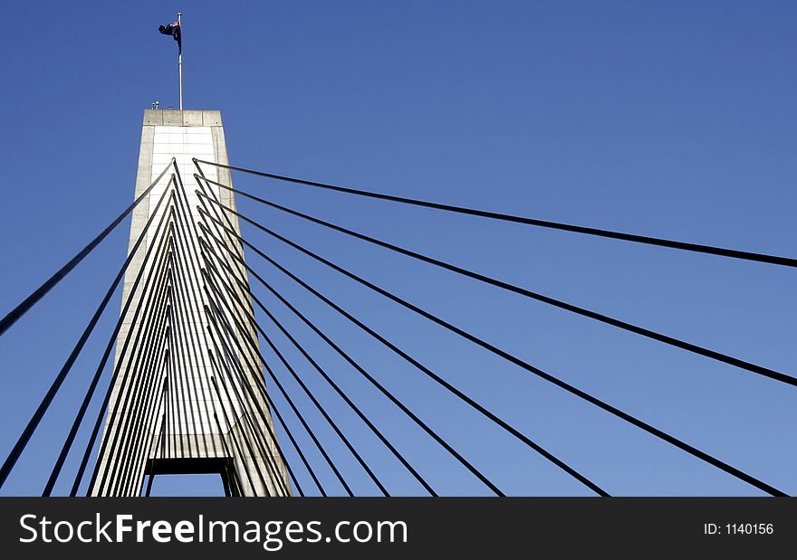 Anzac Bridge Pylon, Sydney, Australia: ANZAC Bridge is the longest cable-stayed bridge in Australia, and amongst the longest in the world.