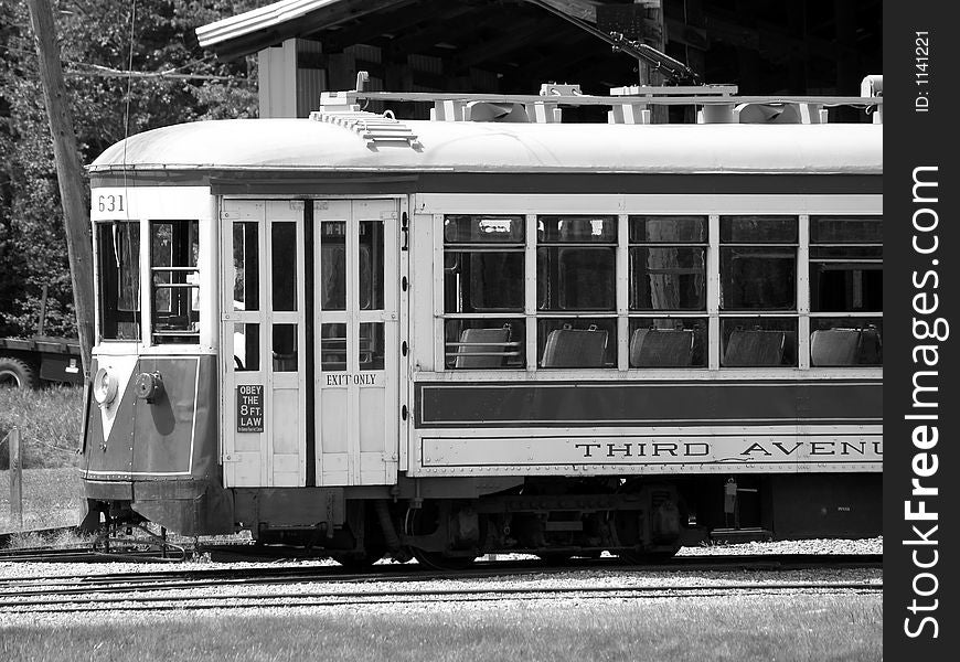 This antique trolley was restored to its full glory and is on exhibit in Maine.