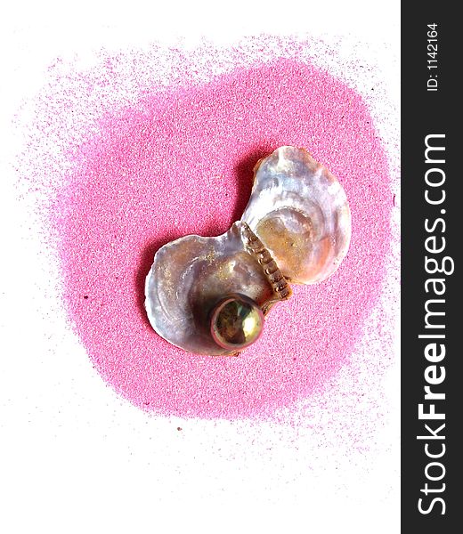 Pearly shells  over pink sand