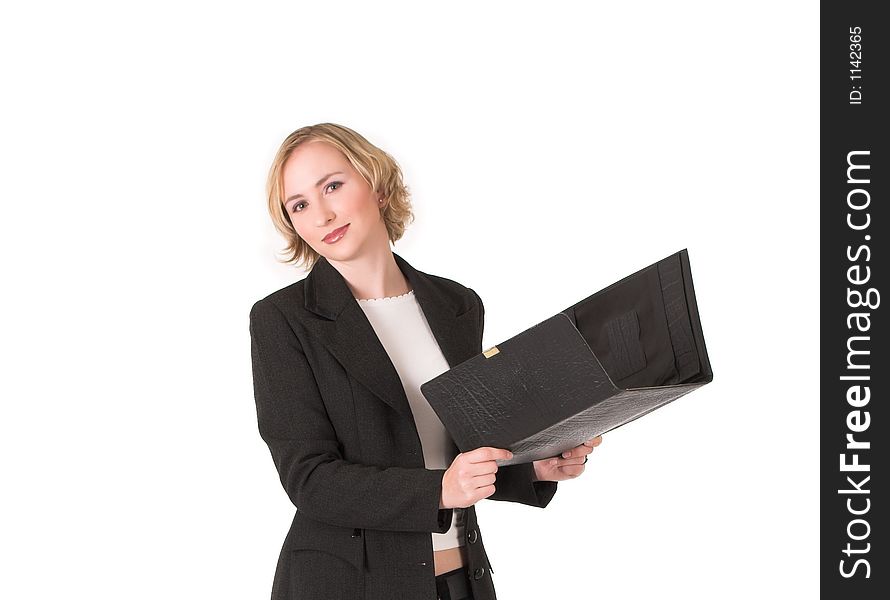 Business woman looking at documentation