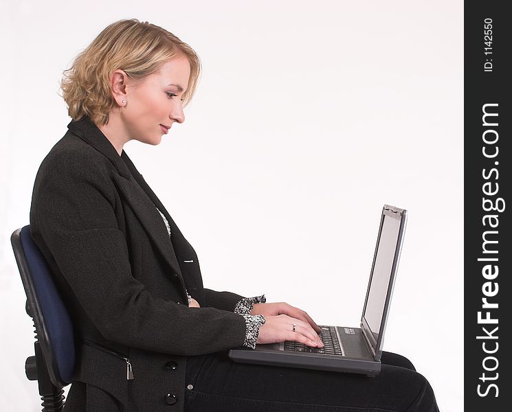 Business woman working on laptop