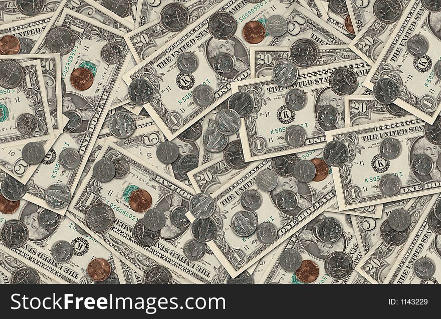 A shot of US currency background. A shot of US currency background
