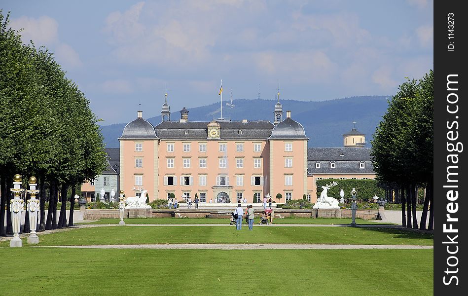 From the gardens of that castle you have a good view of the main chateau building and the hills behind it. From the gardens of that castle you have a good view of the main chateau building and the hills behind it.