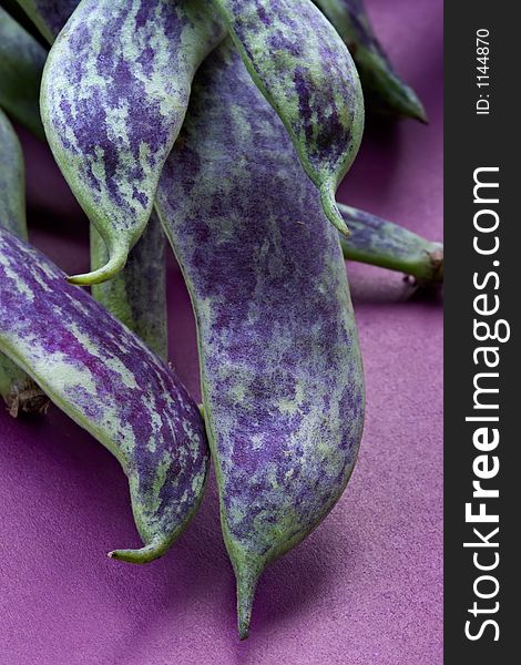 Large multi-coloured pods of a string bean. Large multi-coloured pods of a string bean