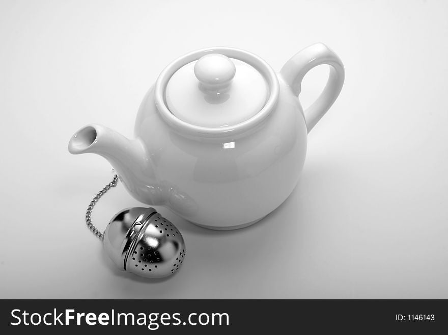 Isolated white teapot for tea or hot water.