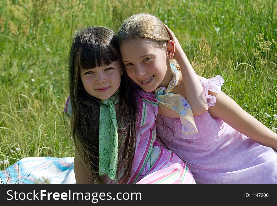 Girls on meadow