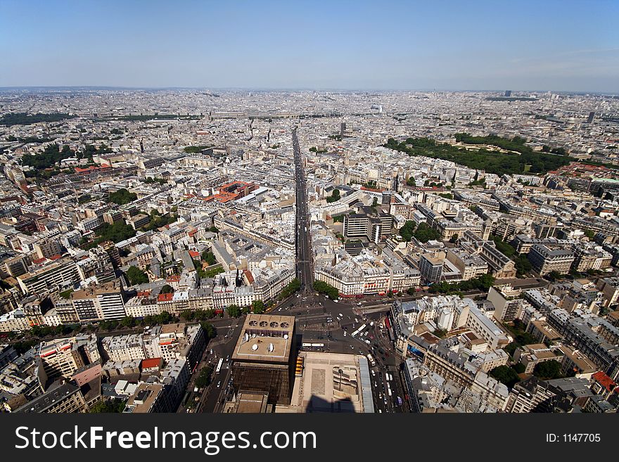 Large avenue in Paris, France. Large avenue in Paris, France