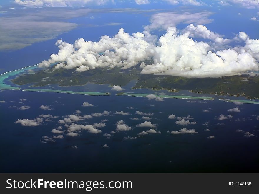 Raiatea island aerial view in french polynesia