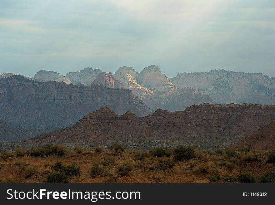 Morning light on southern Utah mountains. Morning light on southern Utah mountains