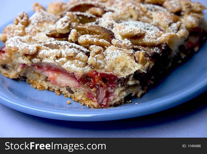 Cake With Plums And Walnuts