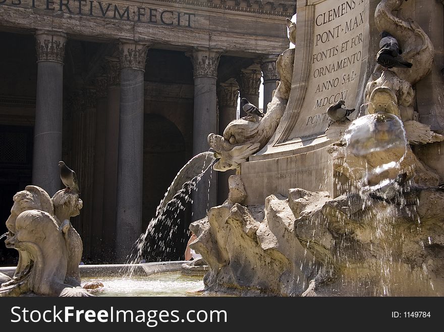 Fountain in front of the Pantheon in Rome. Fountain in front of the Pantheon in Rome