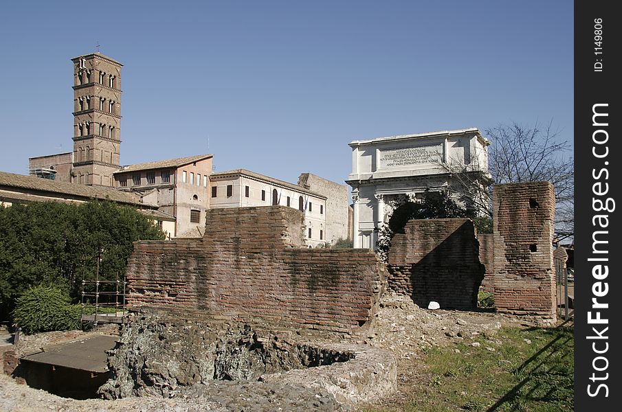 Building pieces of ancient Rome. Building pieces of ancient Rome