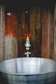 Close Up A Water Valve In Old Bathroom Vintage Style, Rusted Tap Royalty Free Stock Photo
