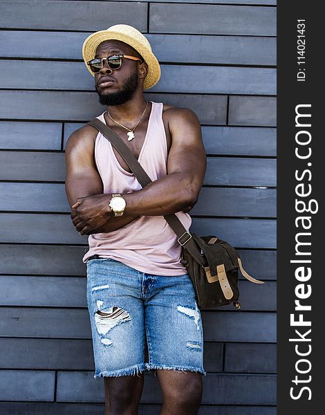 Man Wearing Pink Tank Top