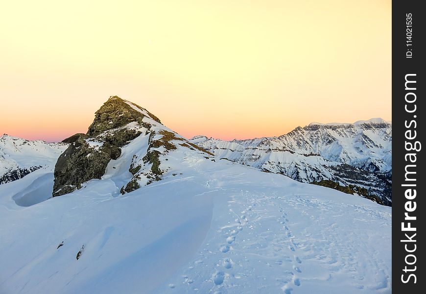 Gray Mountains Covered With White Snow