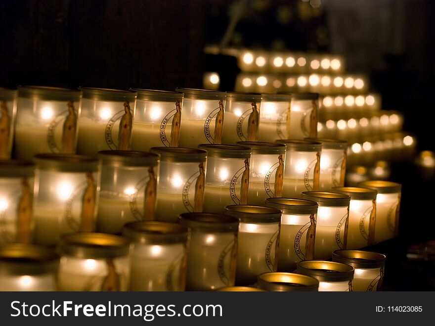 Votive Candles at Notre Dame Cathredale, Paris France, March, 2009. Votive Candles at Notre Dame Cathredale, Paris France, March, 2009