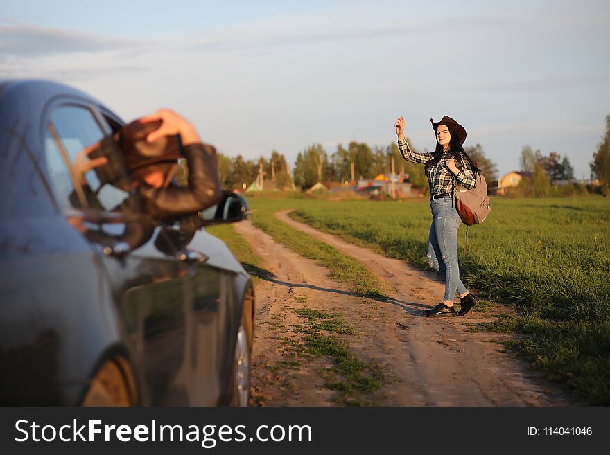 A Girl Travels The Summer In The Country