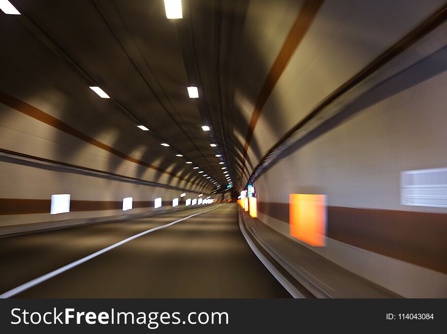 Car tunnel, motion blur at high speed. Car tunnel, motion blur at high speed