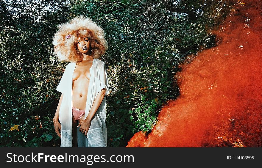 Selective Focus Photography Of Woman Topless Standing Near Trees