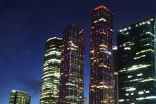 Night Illumination Of Moscow City, Moscow Royalty Free Stock Images