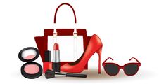 Woman Makeup With Bag, Shoe And Sunglasses Stock Photography