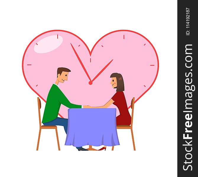 Speed dating, concept vector illustration, isolated on white background. Man and woman on a date.