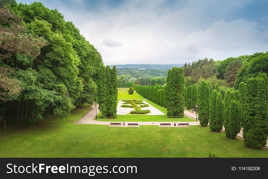 View of the Rose Valley. Kislovodsk, Russia, 11 Juny 2017. Rose Valley is a popular tourist destination in the Kurortny Park in Kislovodsk