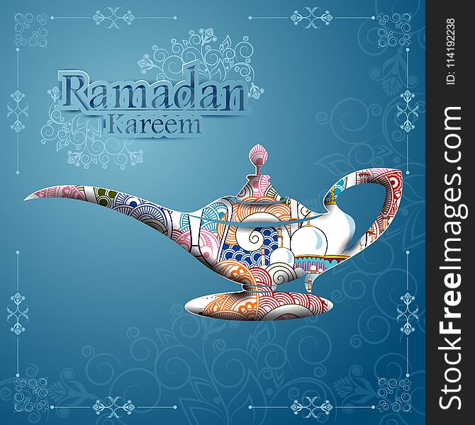 Easy to edit vector illustration of Islamic celebration background with text Ramadan Kareem