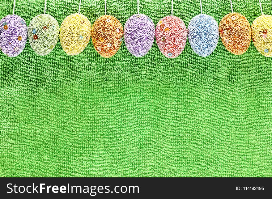 Easter background, Easter eggs, background of grass, Decoration