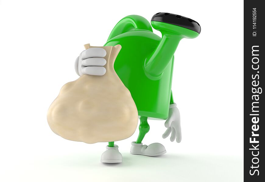 Watering can character with bag