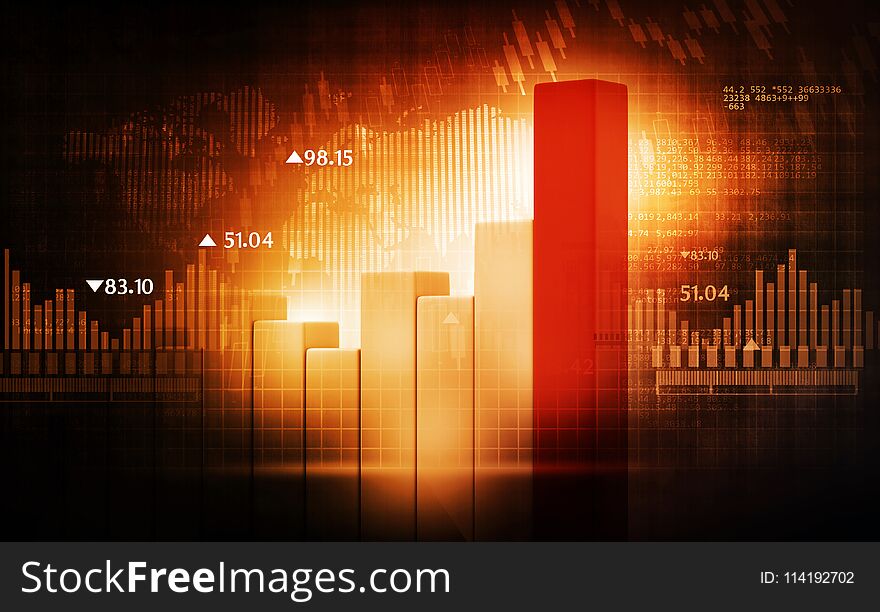 3d render of Financial charts and graphs